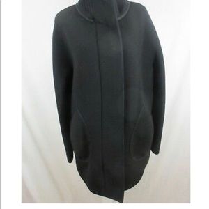 I crew double clothed cocoon coat black size 0